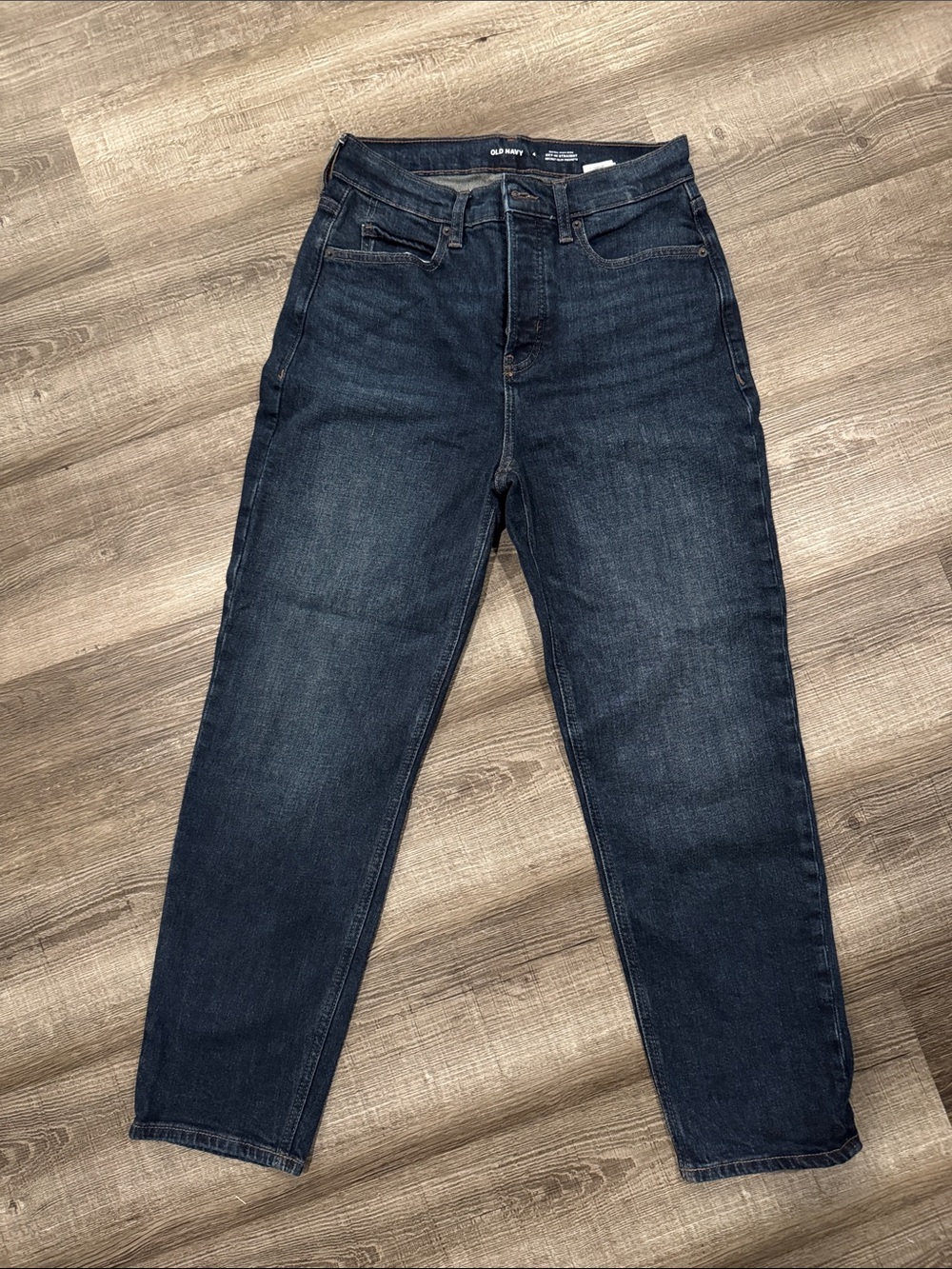Old Navy Sky-Hi Hi Straight Women's Dark Indigo Boyfriend Jeans